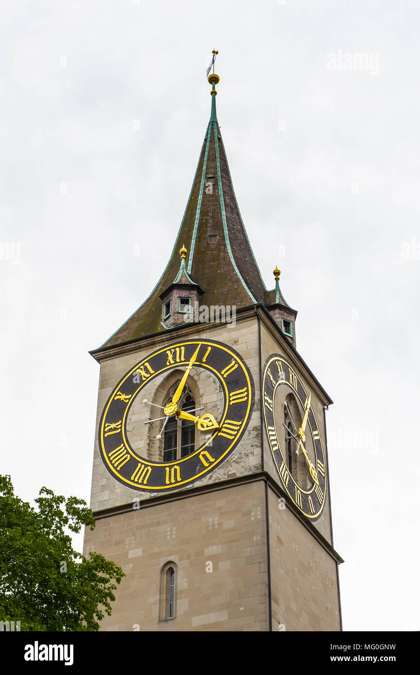 Europe largest clock face, St. Peter's church, Zurich, Switzerland