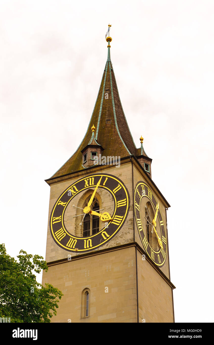 Europe largest clock face, St. Peter's church, Zurich, Switzerland Stock  Photo - Alamy
