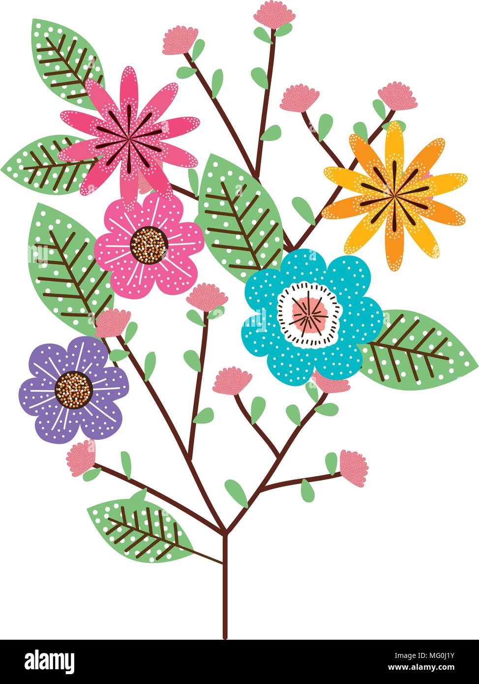flowers and leafs garden decorative vector illustration design Stock ...