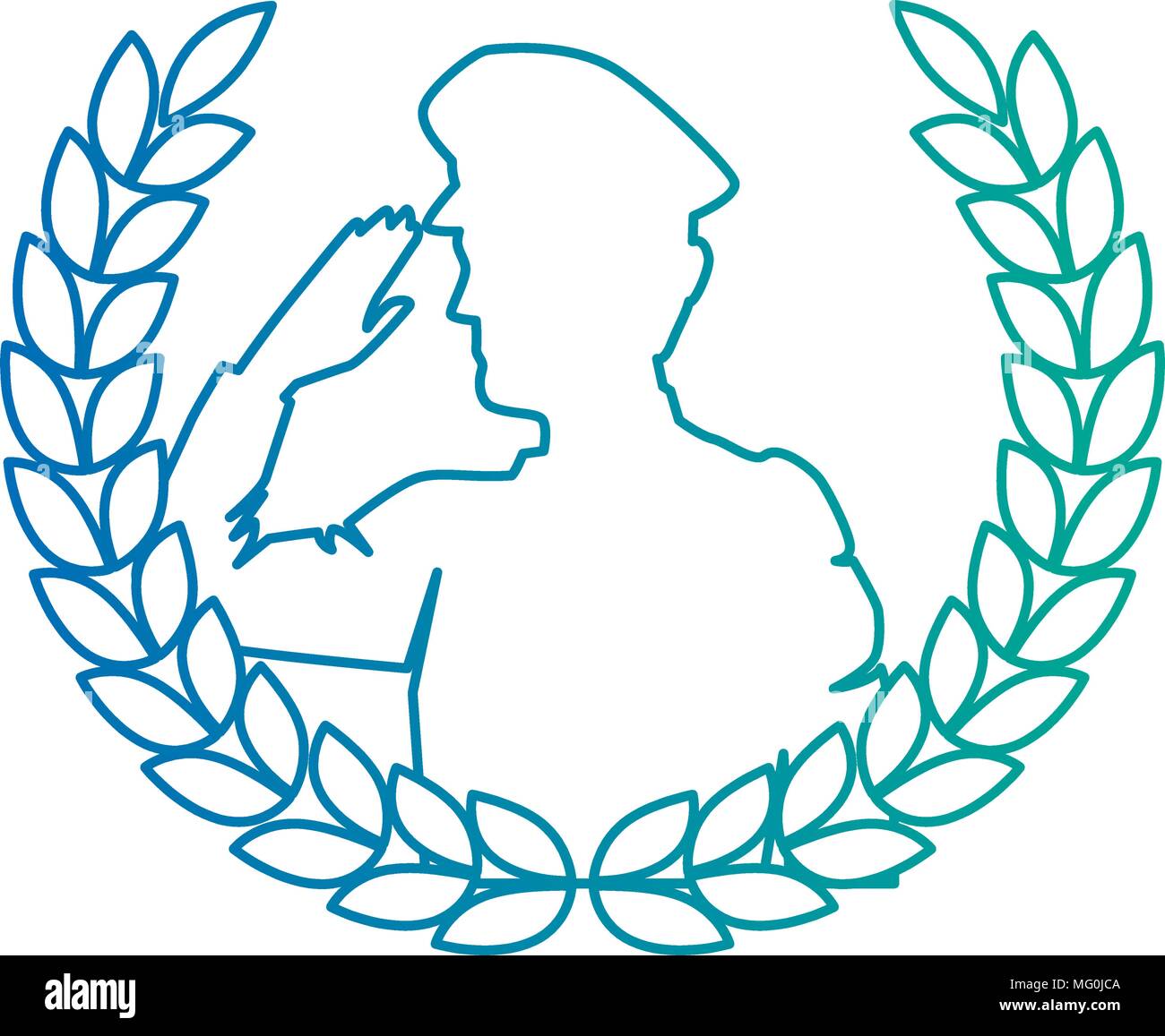 silhouette of military saluting with wreath vector illustration design ...