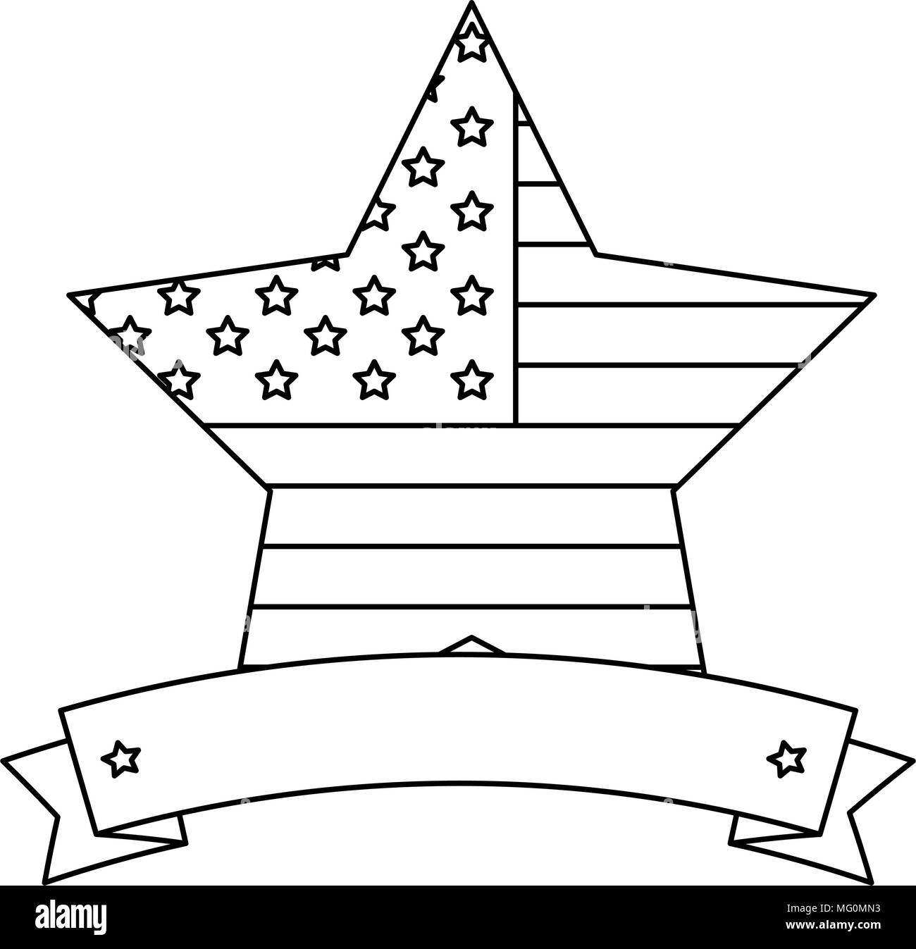 united states of america emblem with star shape and ribbon vector ...