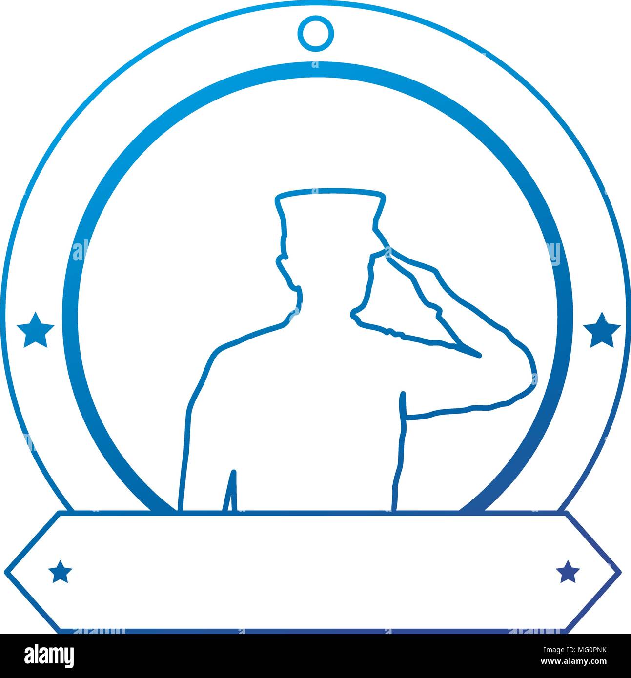 silhouette of military saluting with ribbon vector illustration design ...