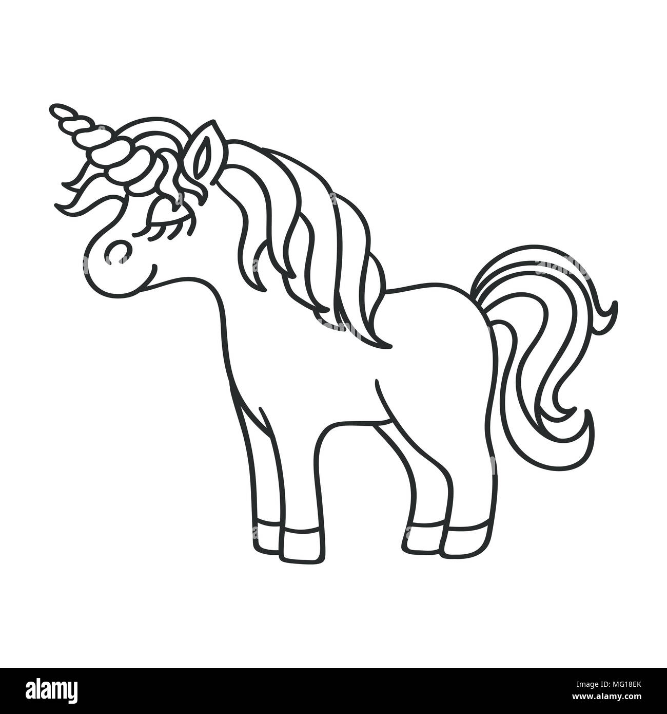 Over the Rainbow | Unicorn Outline Drawing in Black & White