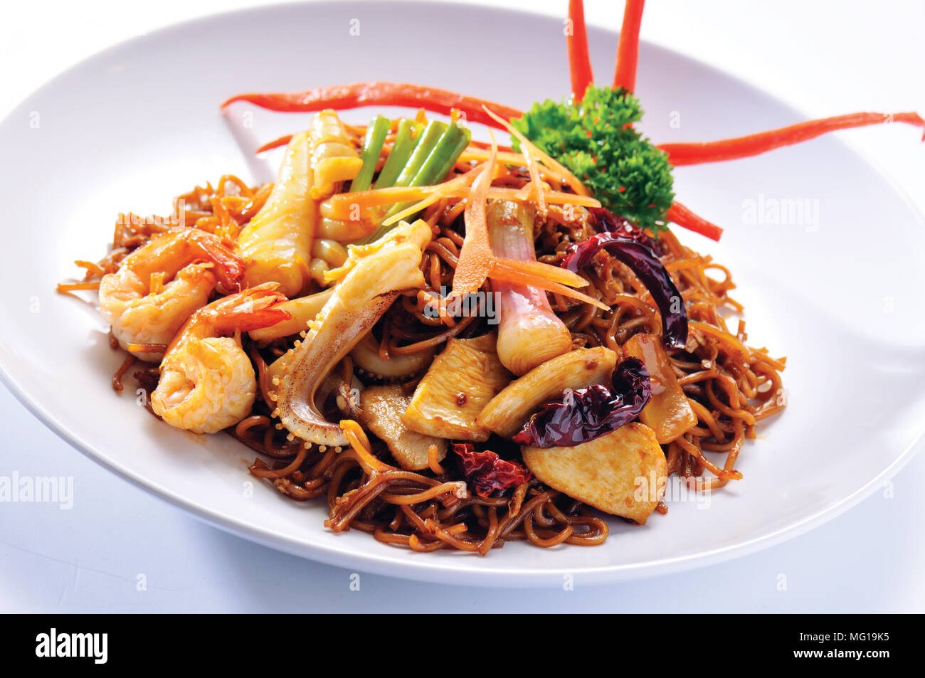 fried rice noodles with Seafood Stock Photo Alamy