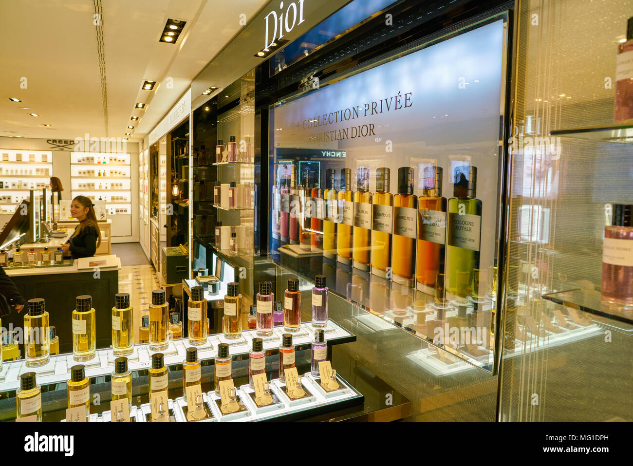MILAN, ITALY - CIRCA NOVEMBER, 2017: perfumes on display at Rinascente.  Rinascente is a collection of high-end stores Stock Photo - Alamy