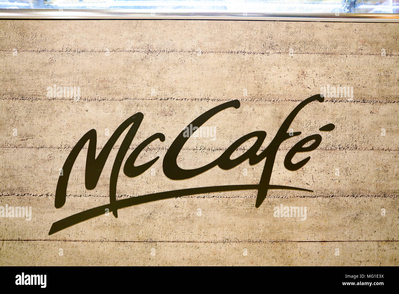 MILAN, ITALY - CIRCA NOVEMBER, 2017: close up shot of McCafe sign Stock ...