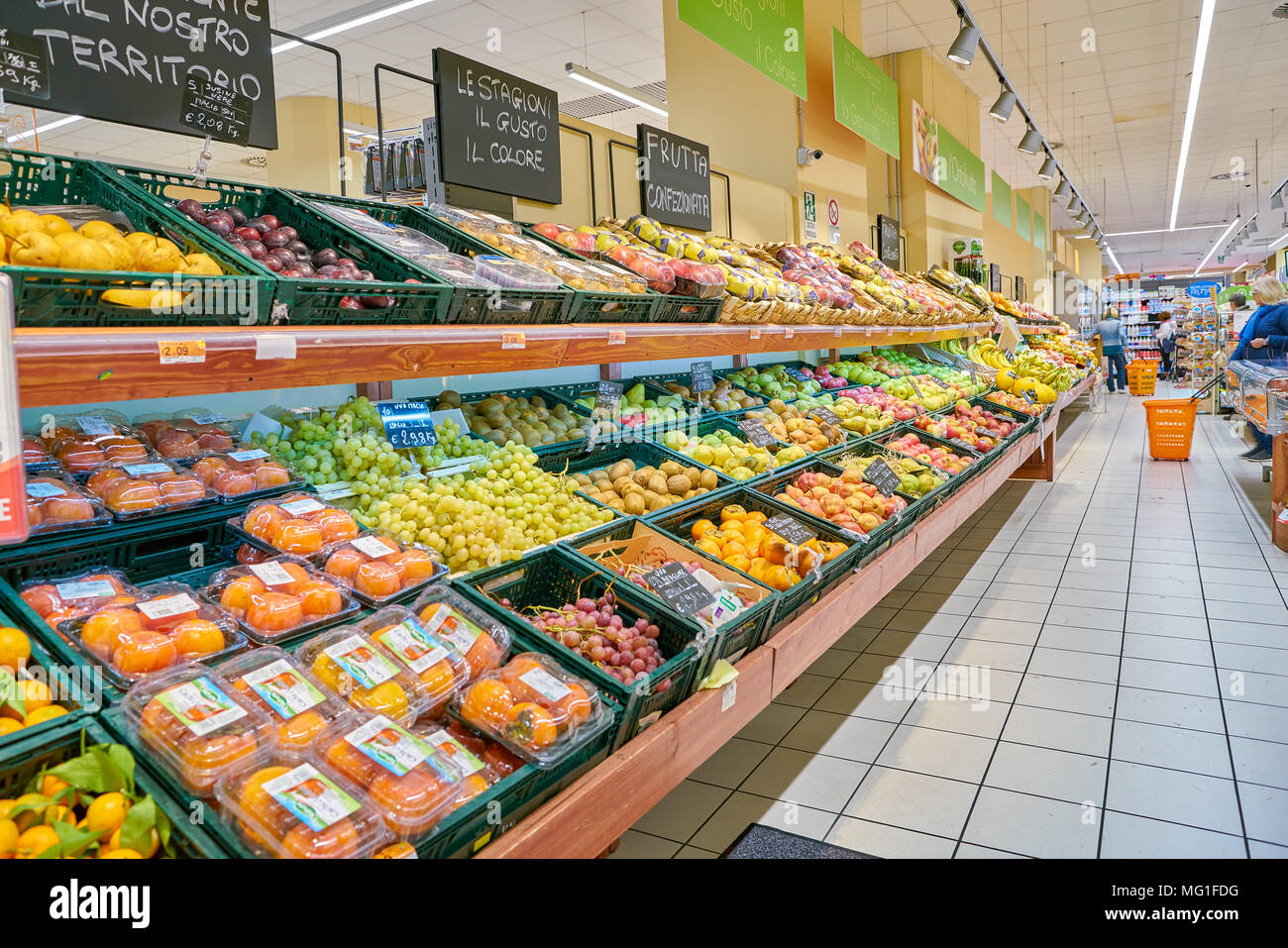 ROME, ITALY CIRCA NOVEMBER 2017 inside a Conad supermarket in Rome