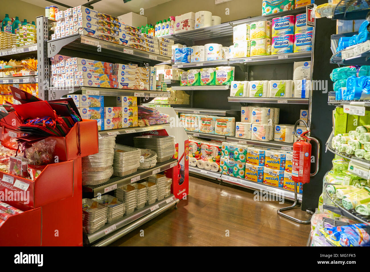 ROME, ITALY CIRCA NOVEMBER 2017 inside a grocery store in Rome Stock