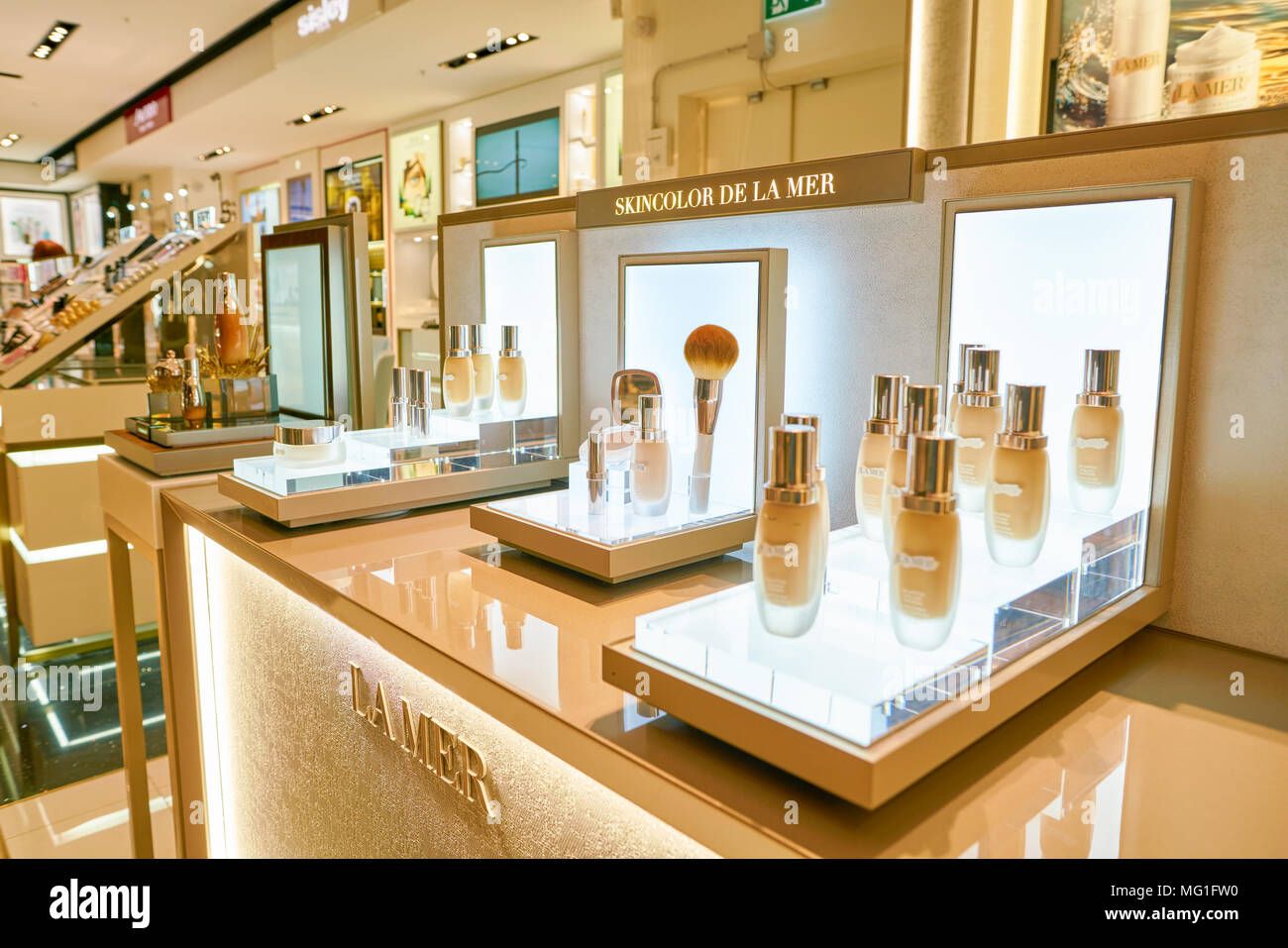 ROME, ITALY - CIRCA NOVEMBER, 2017: La Mer beauty products sit on