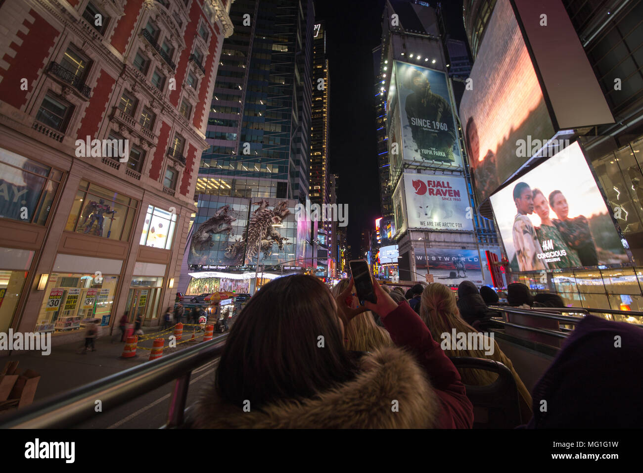 Photo from top of tour bus in New York City Stock Photo