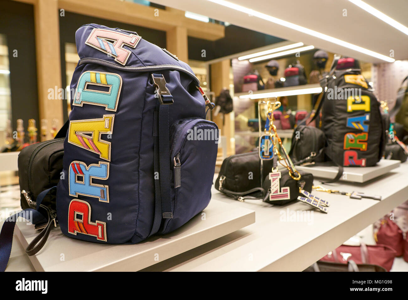 ROME, ITALY - CIRCA NOVEMBER, 2017: Prada products on display at a ...