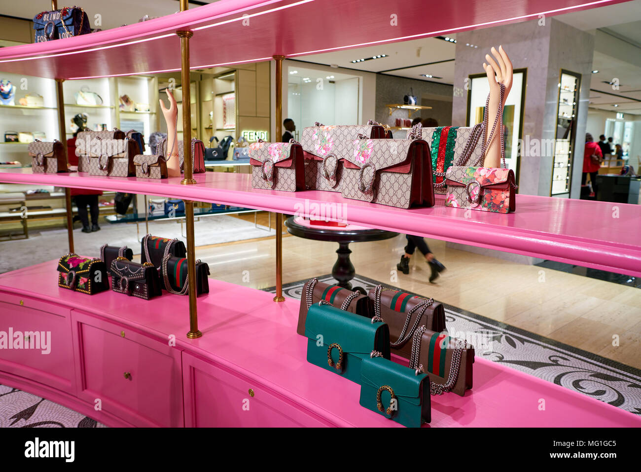 ROME, ITALY - CIRCA NOVEMBER, 2017: Gucci bags sit on display at a second  flagship store of Rinascente in Rome Stock Photo - Alamy