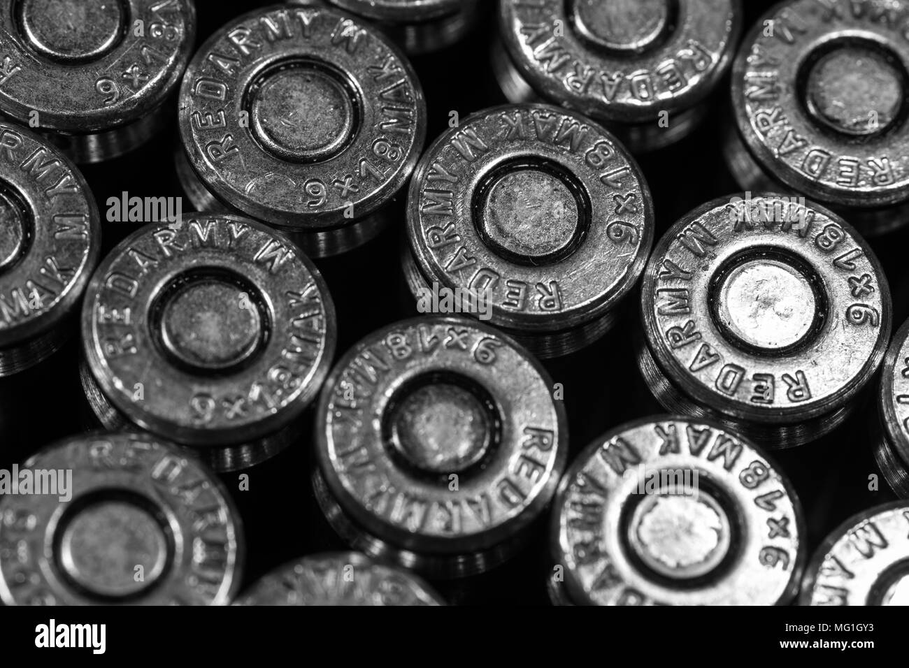 9mm Makarov cartridges Stock Photo