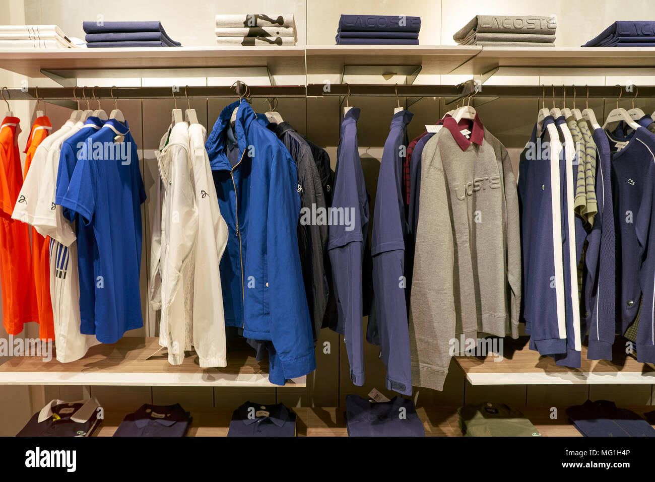 ROME, ITALY - CIRCA NOVEMBER, 2017: Lacoste clothing on display at a ...