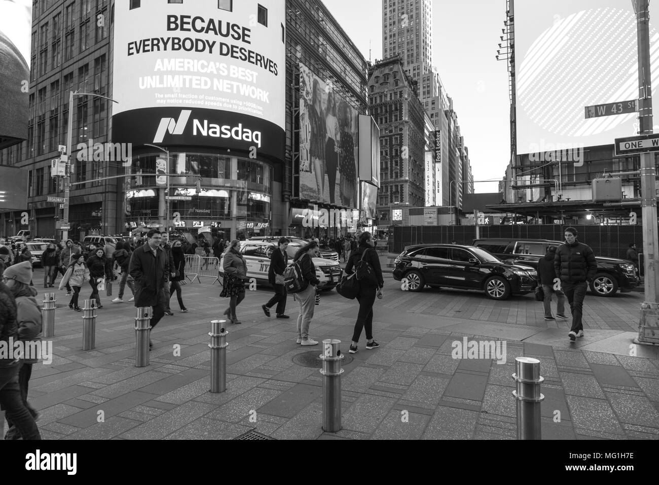 Black and white photo, Times Square NYC Stock Photo