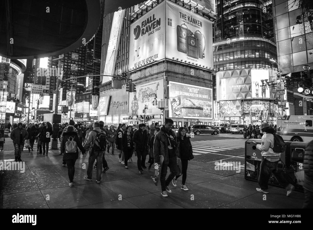 Black and white photo, Times Square New York, NY Stock Photo