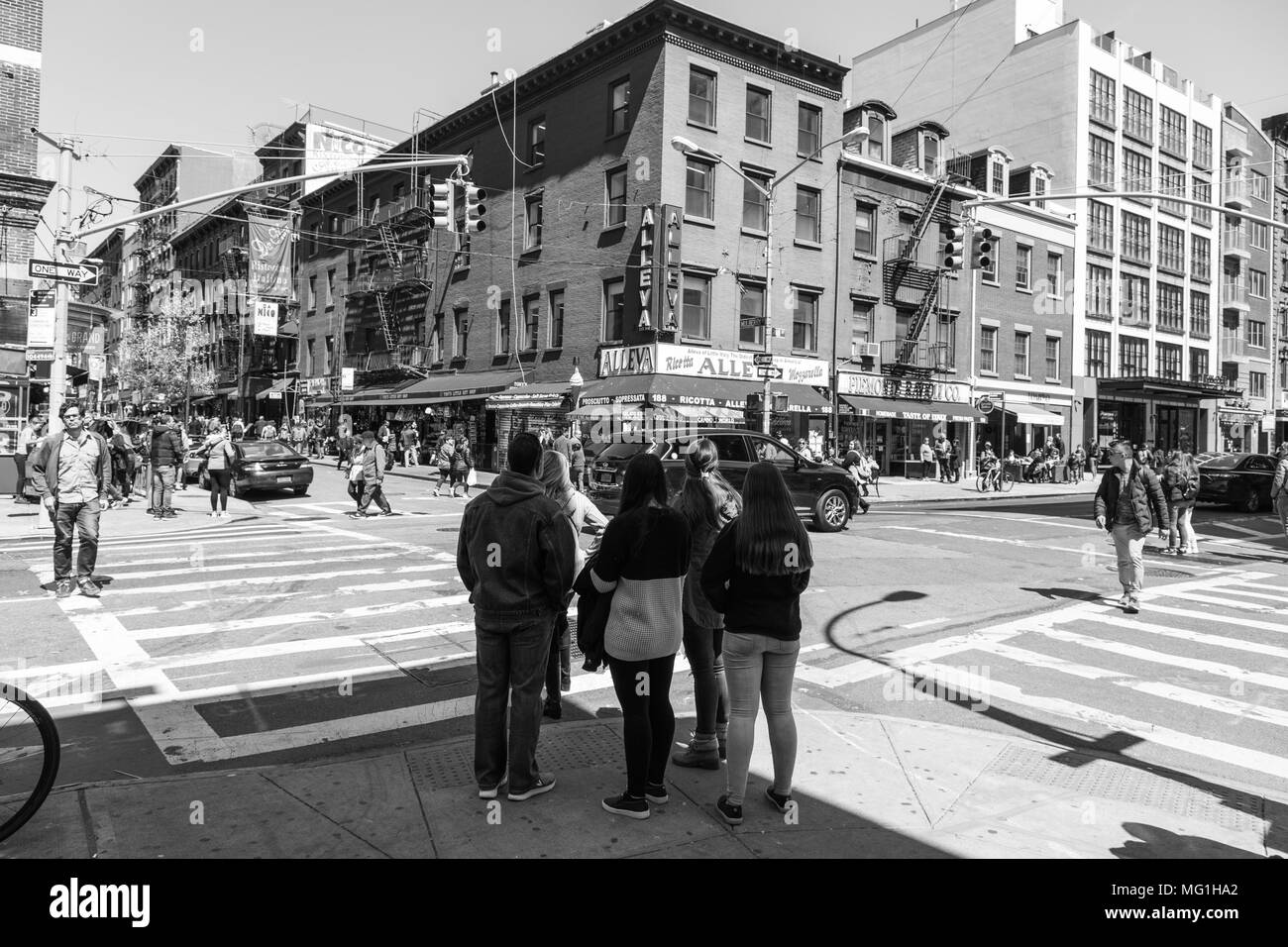 Black and White photo in Little Italy, New York City Stock Photo