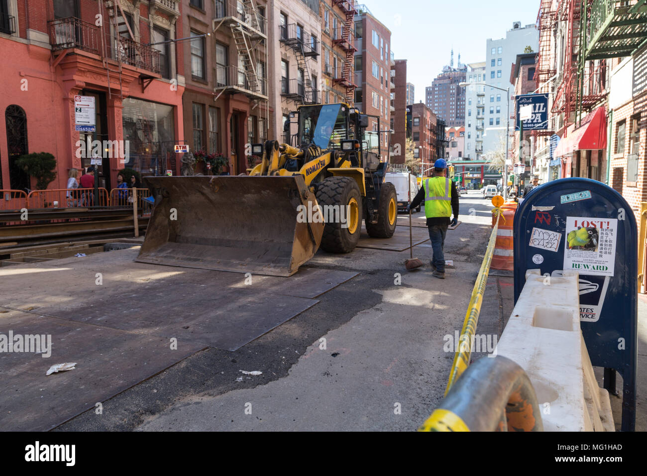 Street Construction, Little Italy, New York City Stock Photo