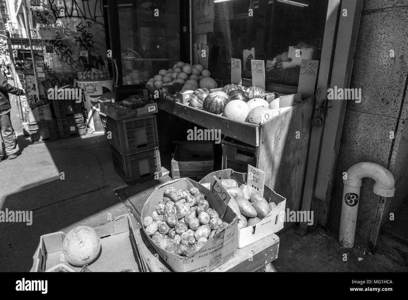 NYC Street Produce Stands Stock Photo