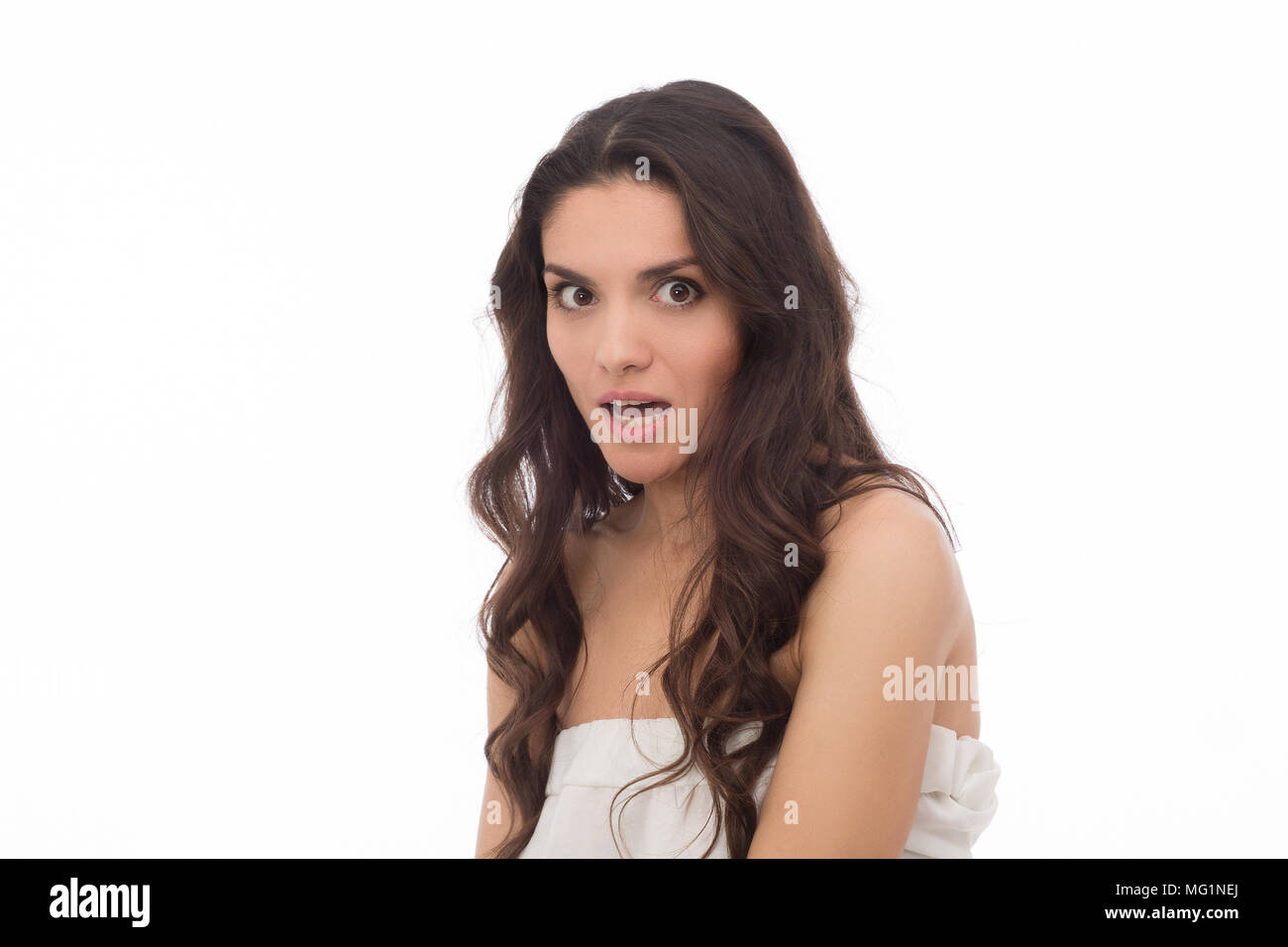 Portrait of an angry brunette woman Stock Photo