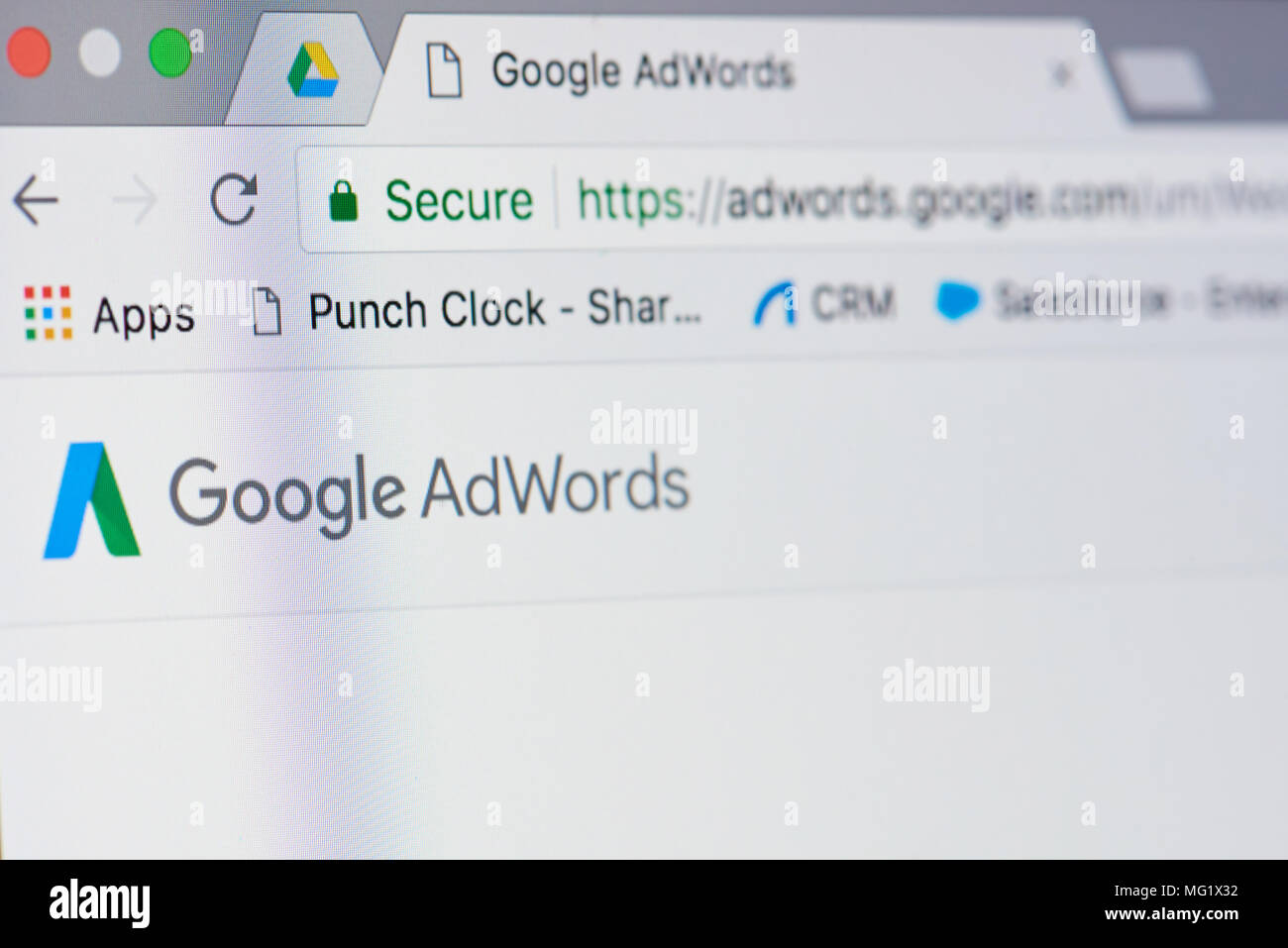 New york, USA - April 26, 2018: Google adwors internet menu on screen laptop for web marketing Stock Photo