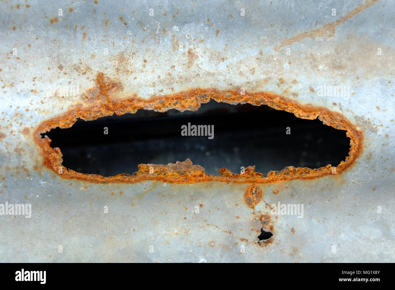 Close up Rusty Zinc Wall. Stock Photo