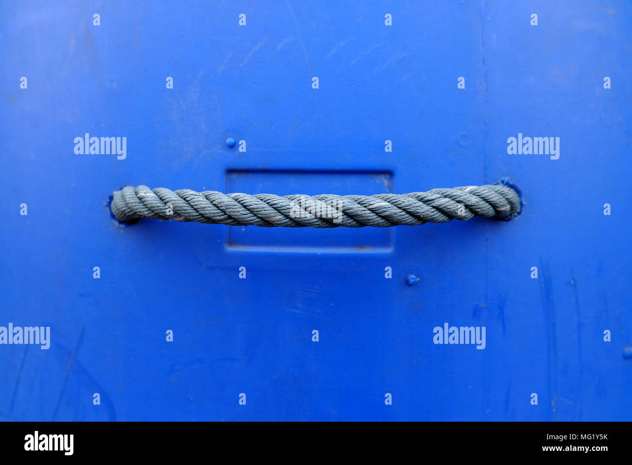 Rope Handle of Blue Bucket Stock Photo Alamy
