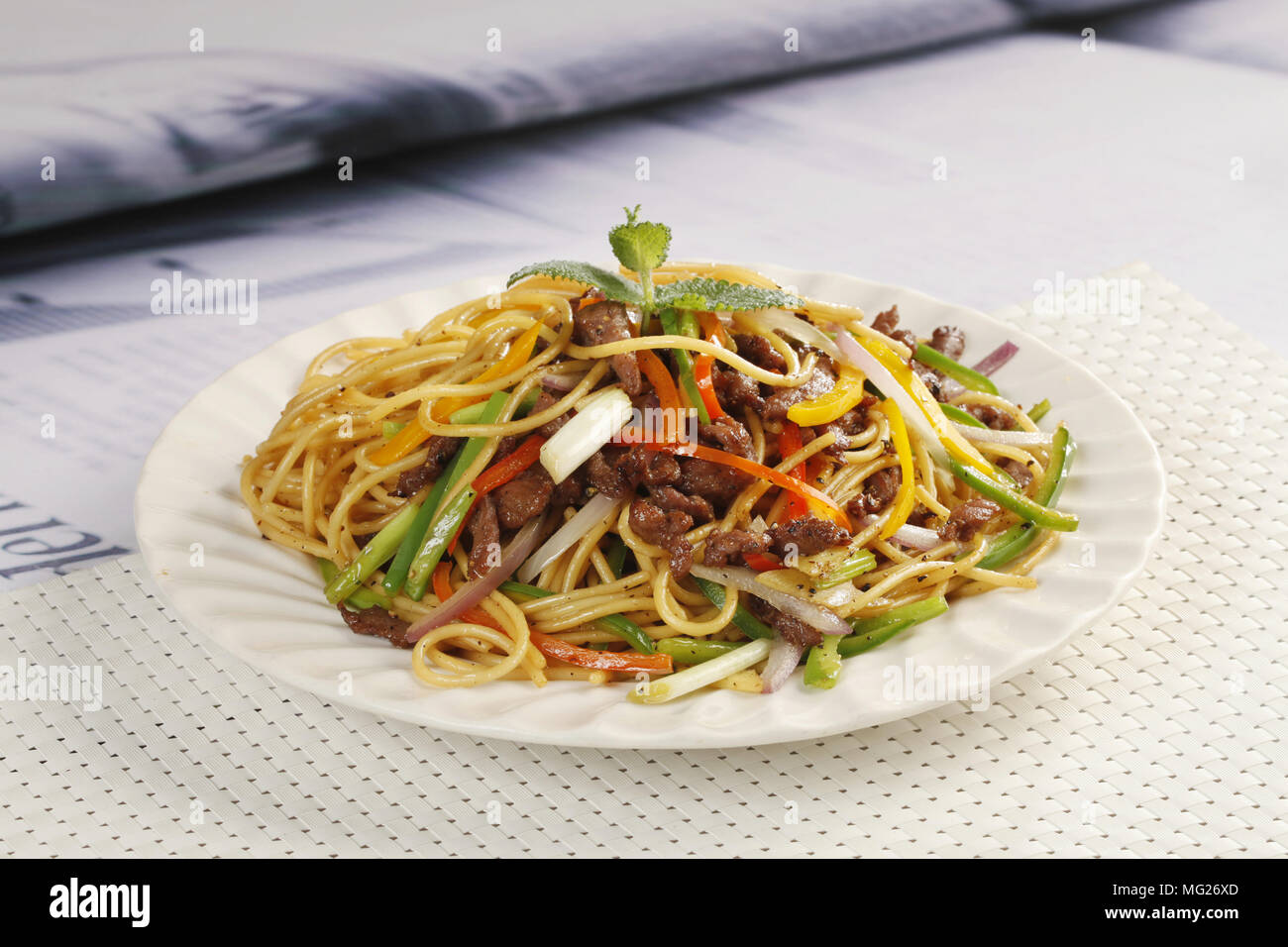 black pepper beef pasta Stock Photo Alamy