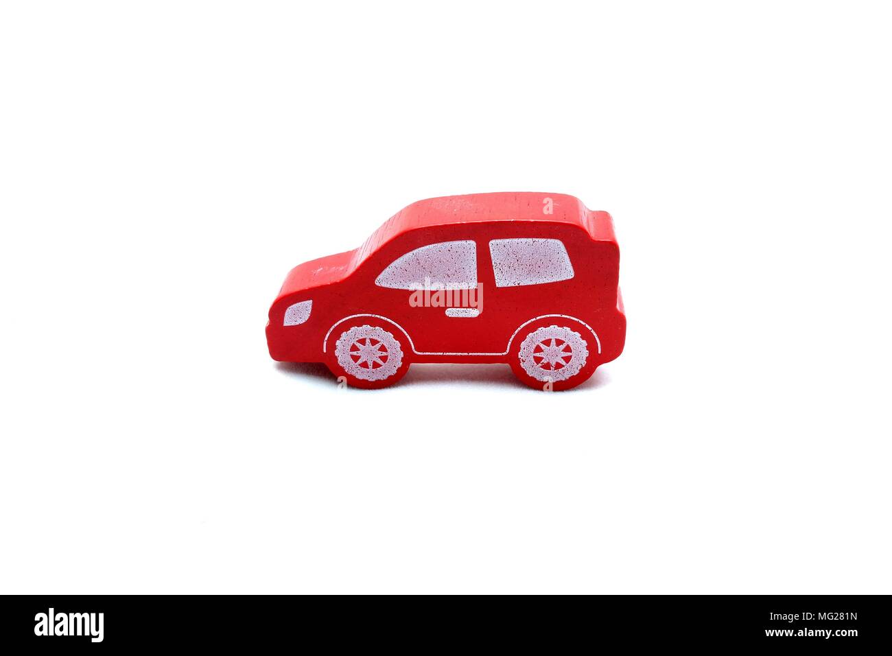 Red Wooden Car Toy Isolated on White Background Stock Photo - Alamy