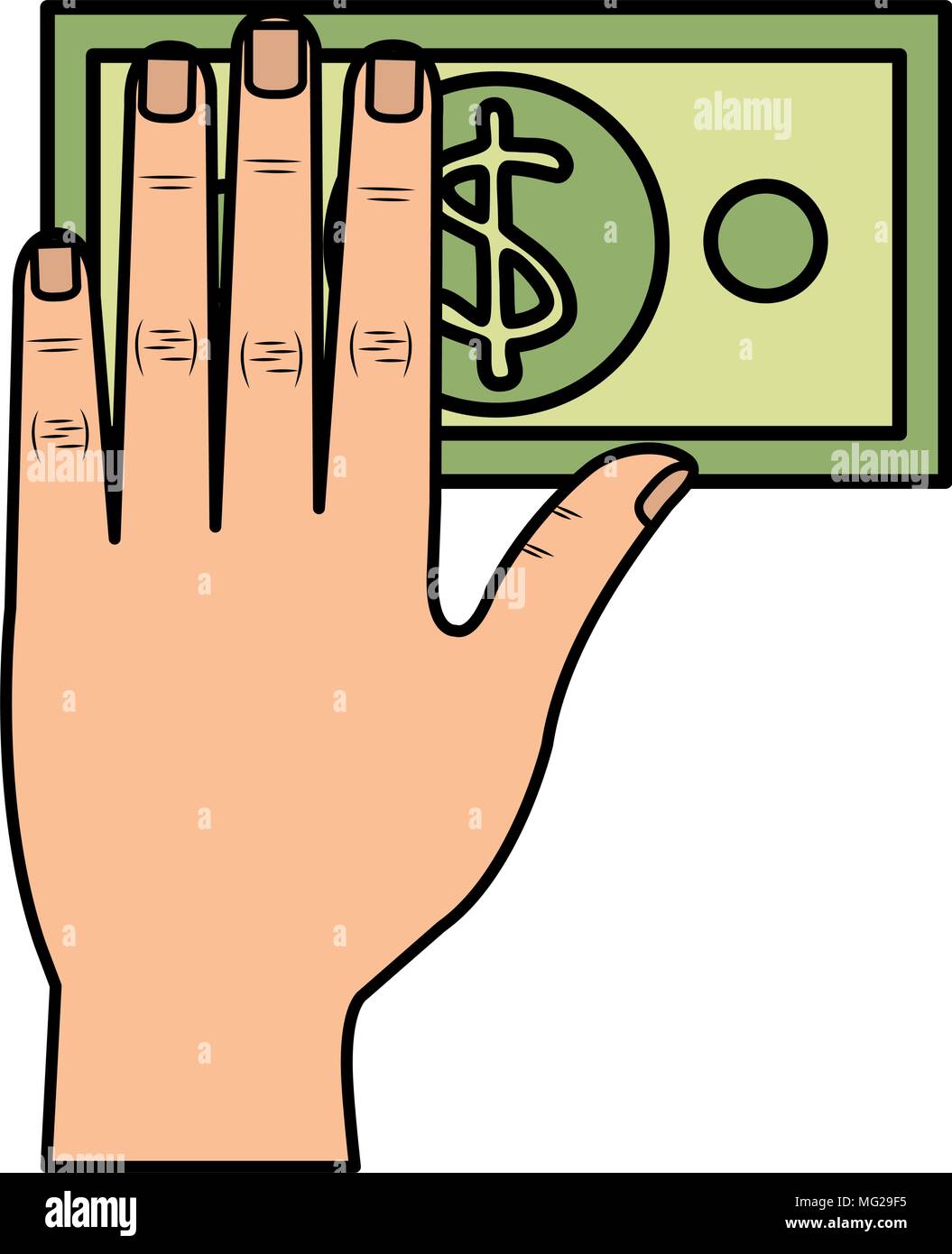 hand with bill dollar money icon Stock Vector Image & Art - Alamy