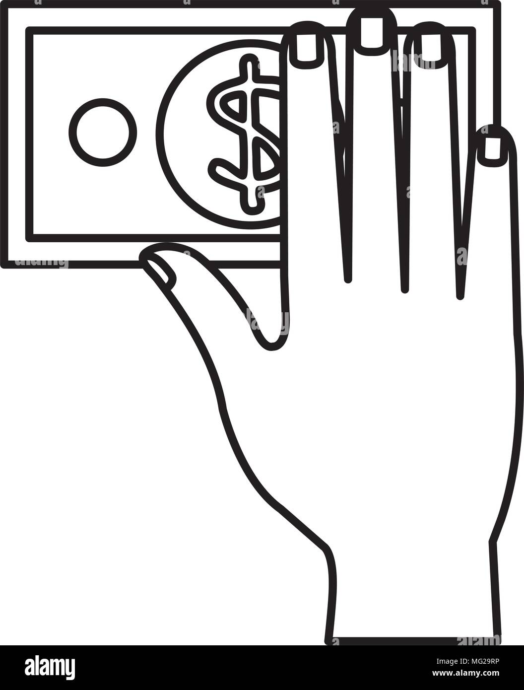 hand with bill dollar money icon Stock Vector Image & Art - Alamy