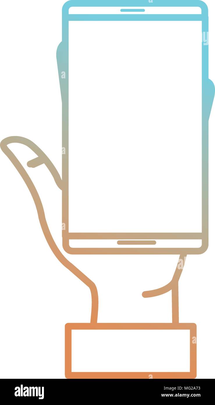 hand with smartphone device isolated icon Stock Vector Image & Art - Alamy