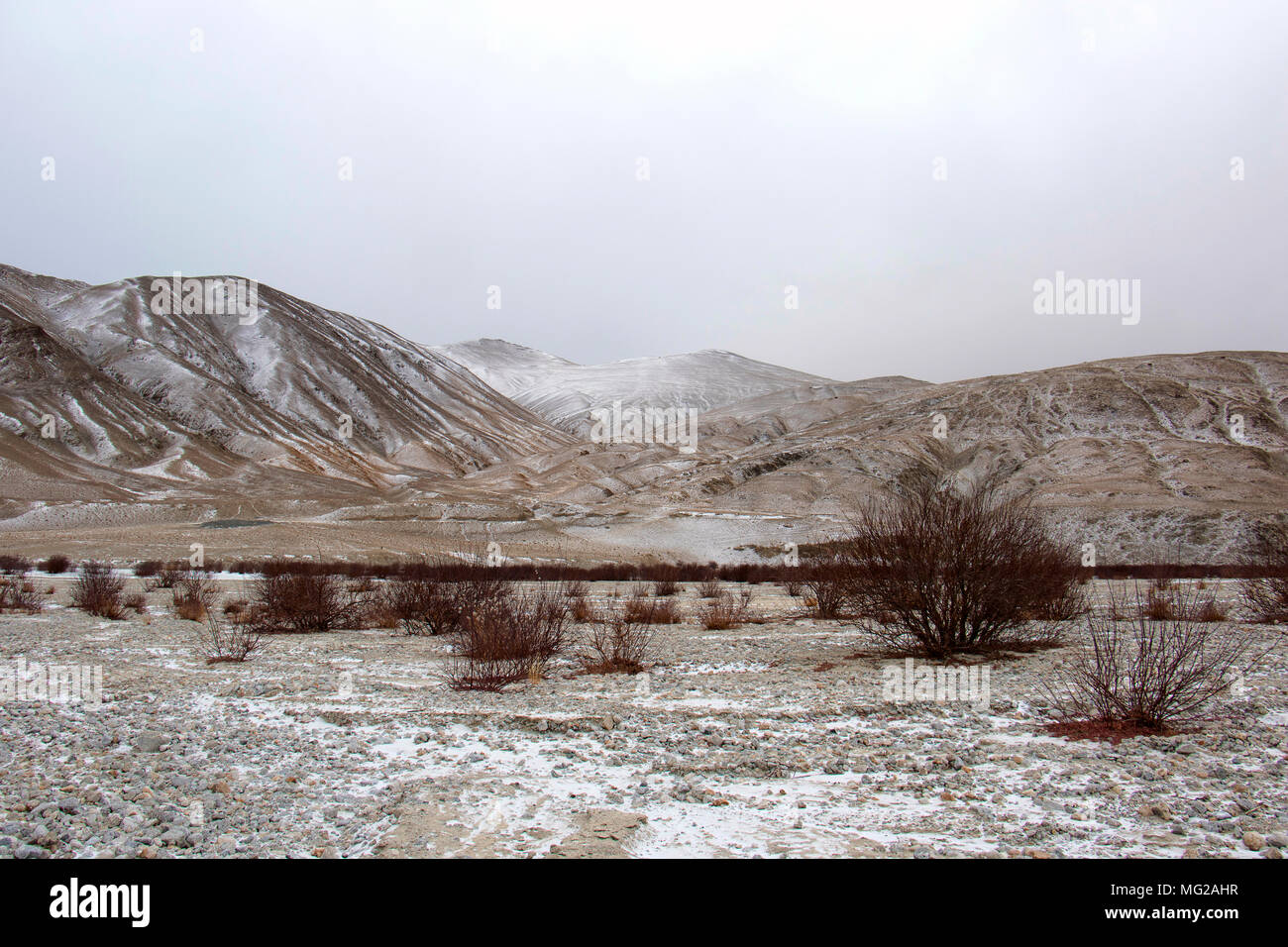 India China Border near Chuchul, Ladakh, Jammu and Kashmir Stock Photo