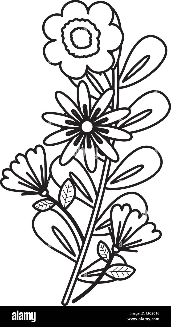flowers and leafs garden decorative Stock Vector Image & Art - Alamy