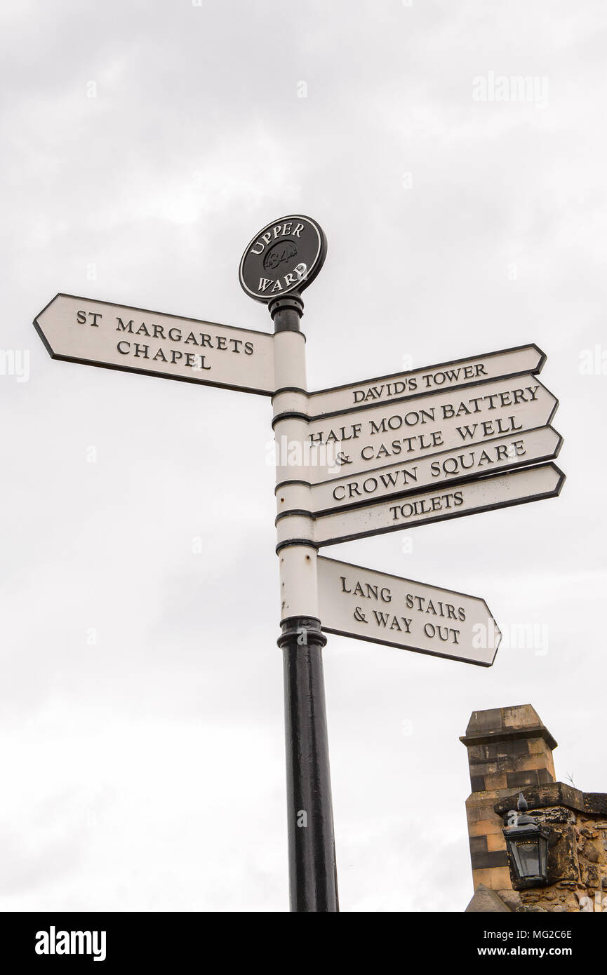 Direction signs in Edinburgh Castle, Scotland Stock Photo Alamy