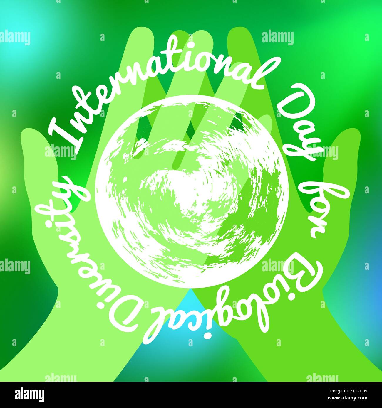 International Day for Biological Diversity. The concept of ecological holiday. Green hands