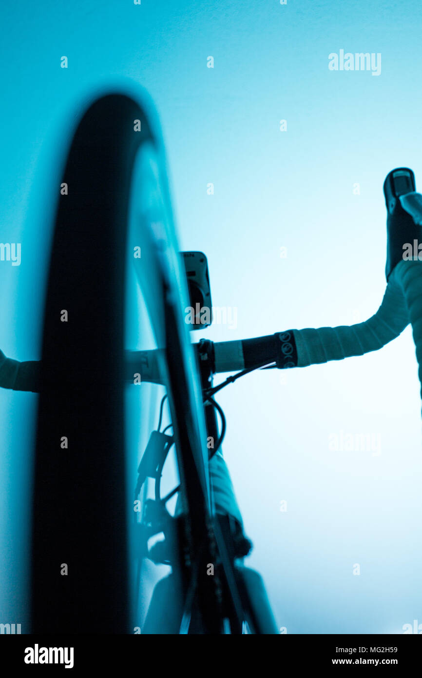 Bicycle part handlebar,view from under front wheel Stock Photo Alamy