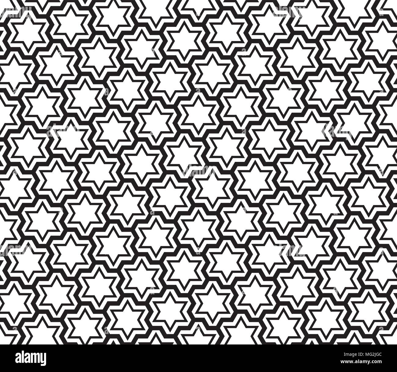 Seamless simple geometric pattern with six-pointed stars and hexagons. Stock Vector