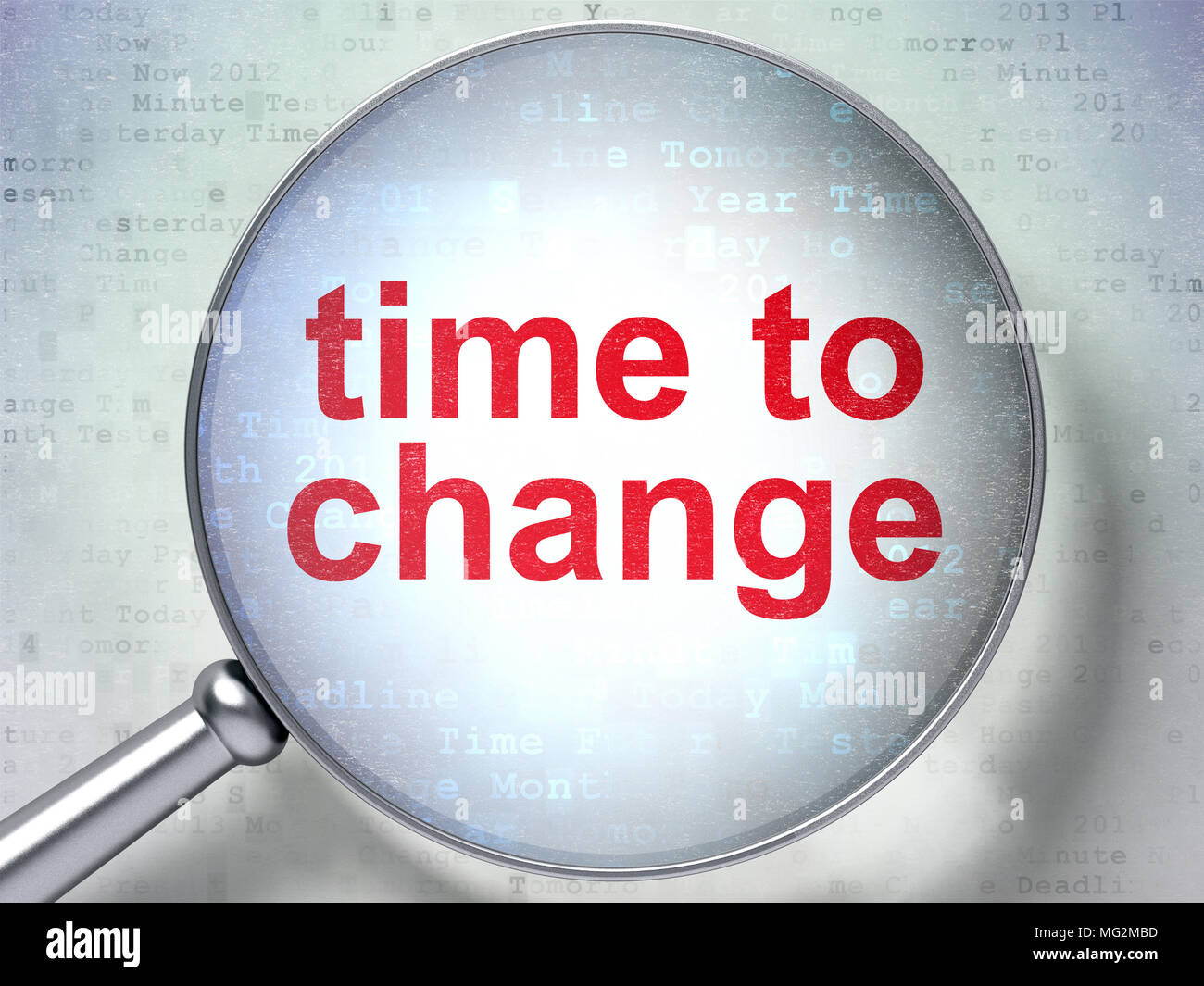 Timeline concept: Time to Change with optical glass Stock Photo - Alamy