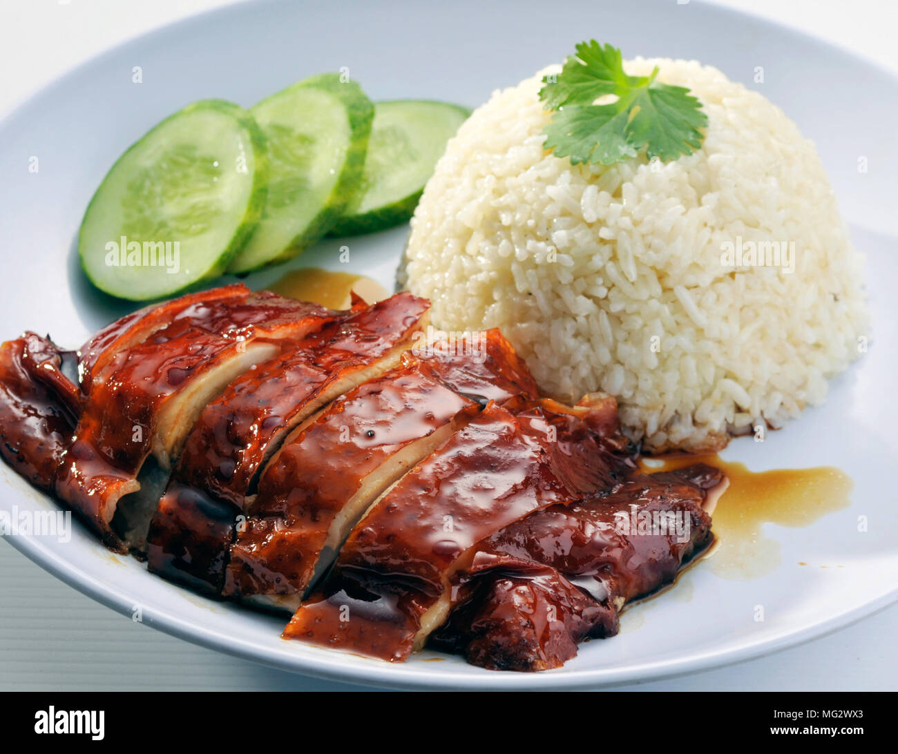 chicken rice. Asian style hainan chicken rice closeup Stock Photo - Alamy