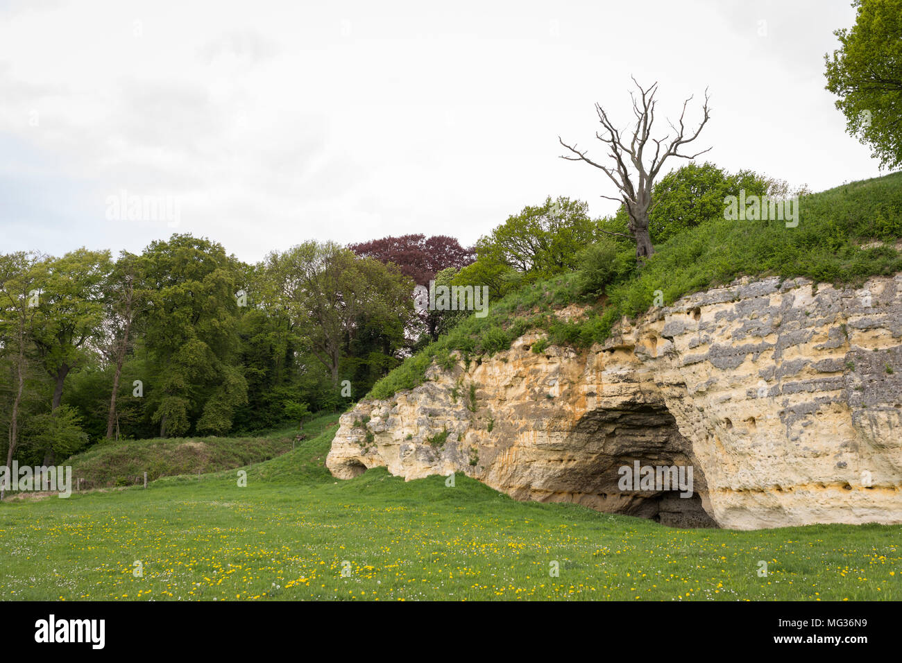 Historical ancient outcrop with caves 