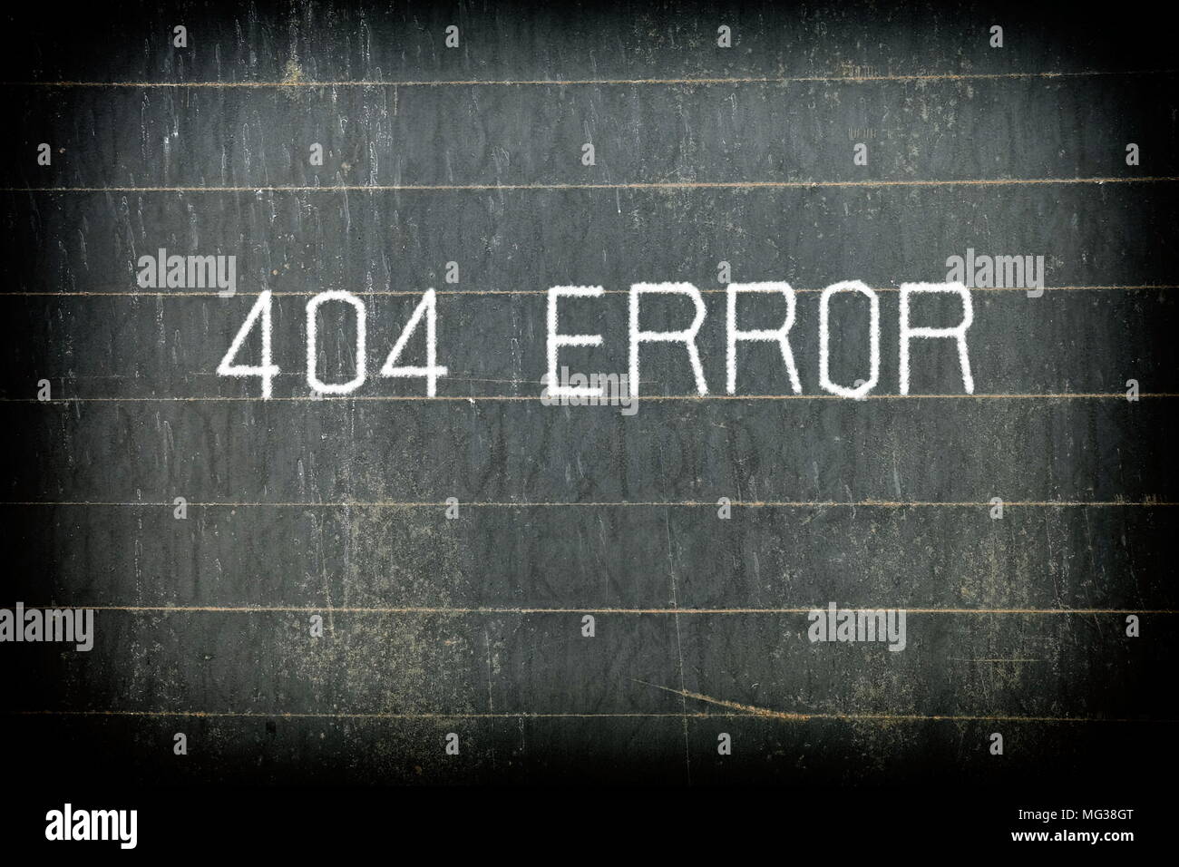 "404 ERROR" Chalk Writing on Old Chalkboard Background. Stock Photo