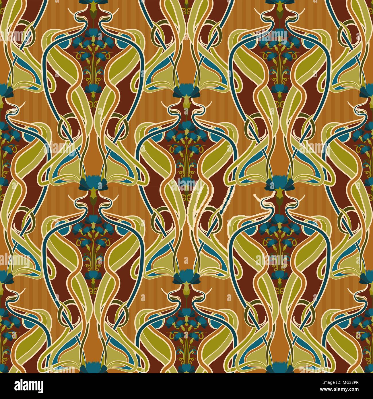 Seamless wallpaper in art nouveau style, vector illustration Stock