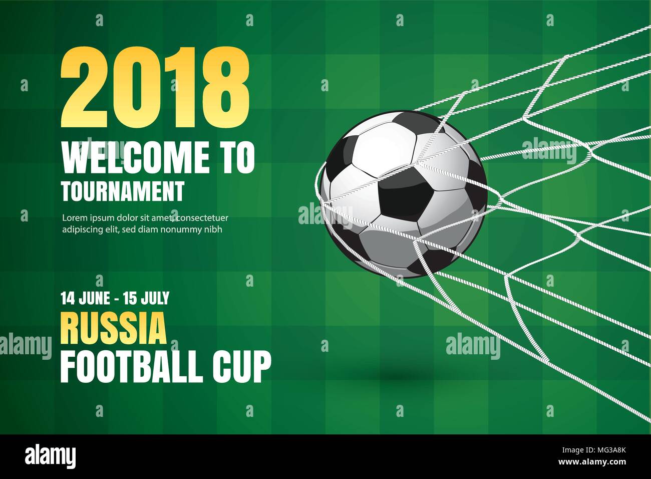 Football 2018 world championship background of soccer sport design. Use for web banner, ads, poster, brochure, flyer, cover, cards, invitations. Stock Vector