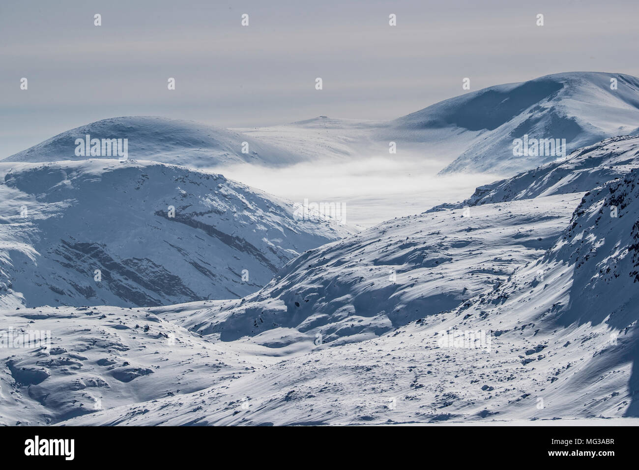 A landscape of fjord and mountains, Baffin Island, Nunavut, arctic, canada Stock Photo