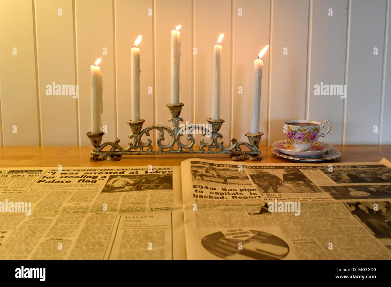 READING BY CANDLE LIGHT Stock Photo Alamy