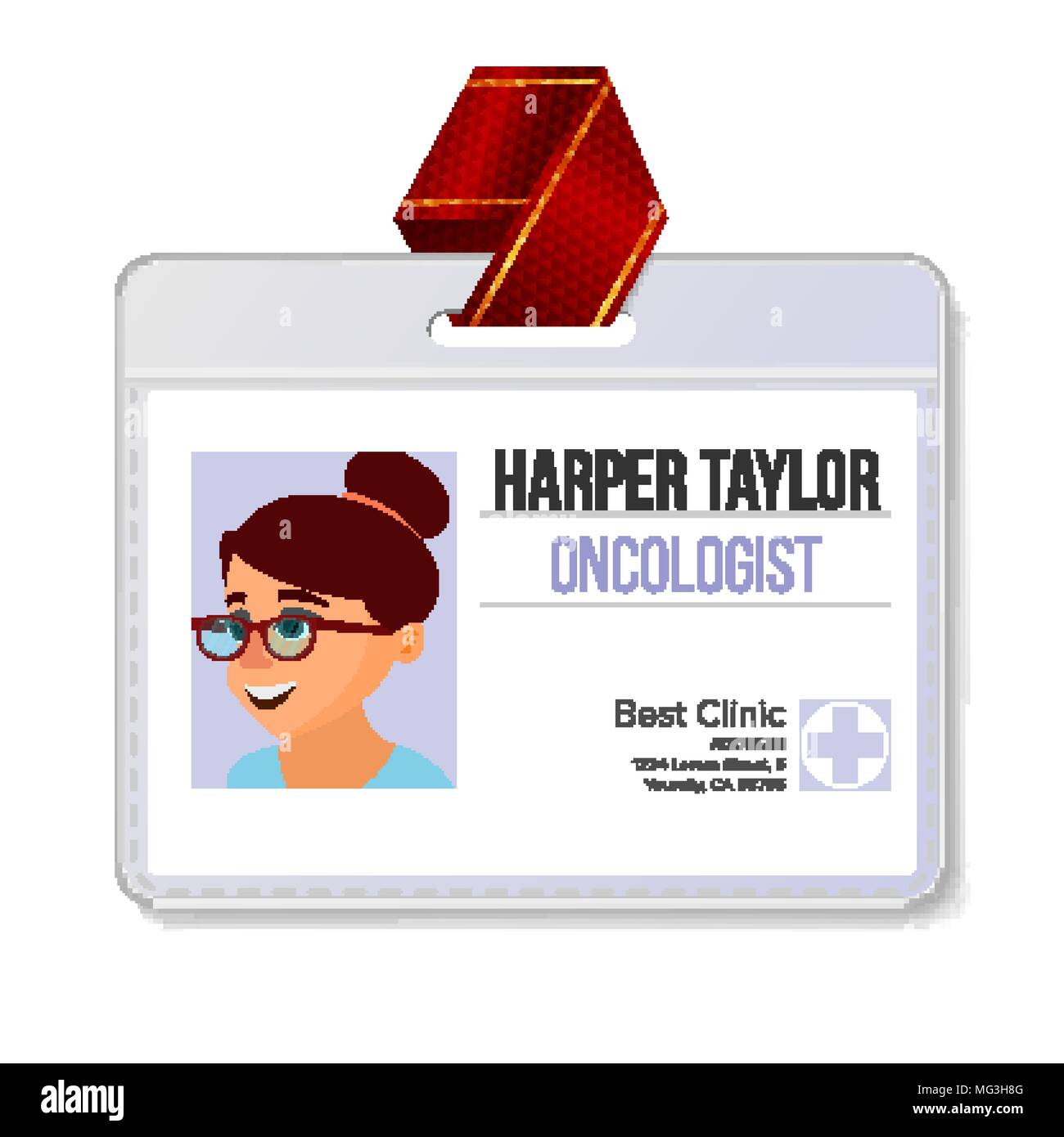 Oncologist Identification Badge Vector. Woman. Name Tag Blank. Medicine