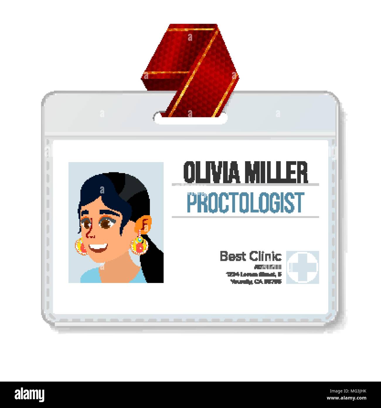 Proctologist Identification Badge Vector. Woman. Id Card Template Regarding Hospital Id Card Template