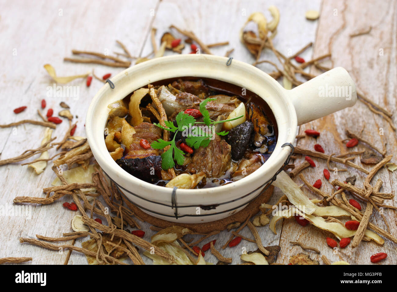 malaysia bak kut teh, traditional chinese herbal pork ribs soup Stock Photo