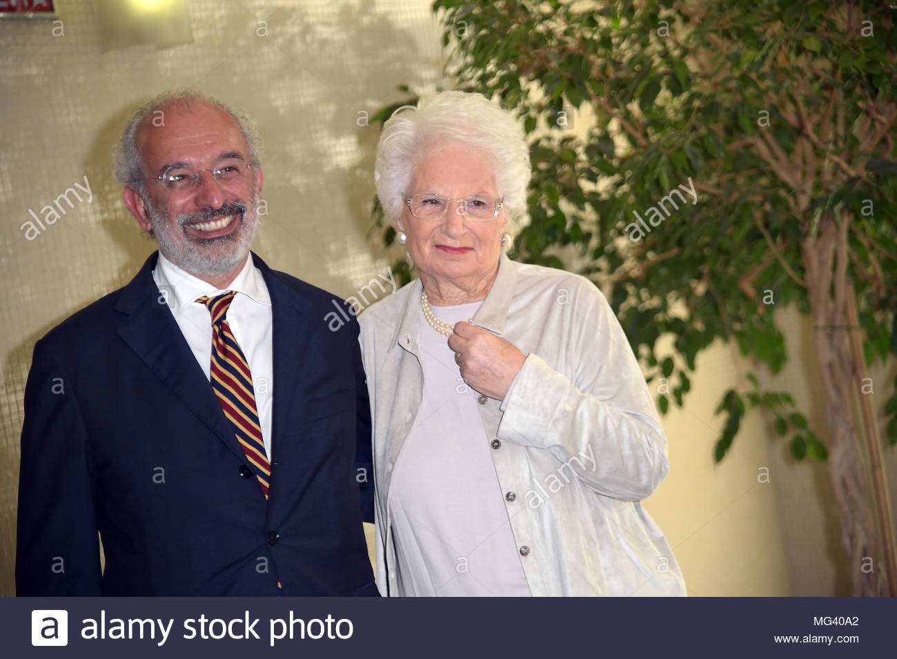 Liliana Segre Gad Lerner Stock Photo Alamy